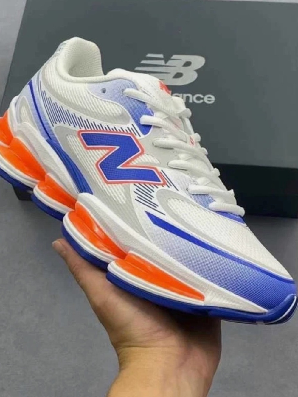 New Balance Men’s White, Blue & Orange Athletic Sneakers